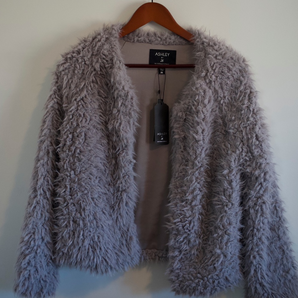 Ashley by 26 International GreyFauxFur Coat. SizeM